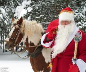 Puzzle Άγιος Βασίλης δίπλα σε ένα άλογο